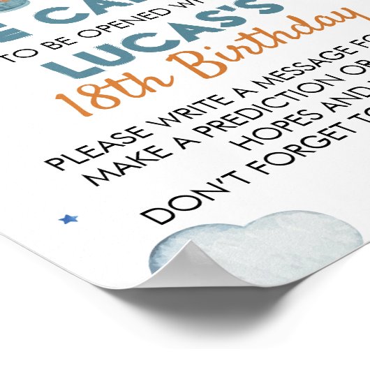 Poster "Birthday Time Capsule"-vliegtuig (Hoek)