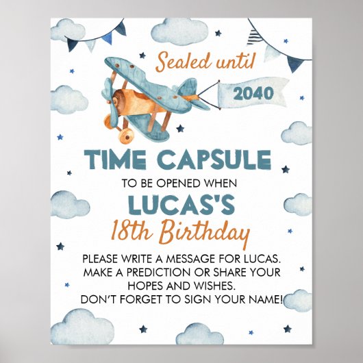  Poster "Birthday Time Capsule"-vliegtuig (Voorkant)