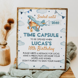 Poster "Birthday Time Capsule"-vliegtuig