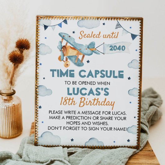 Poster "Birthday Time Capsule"-vliegtuig