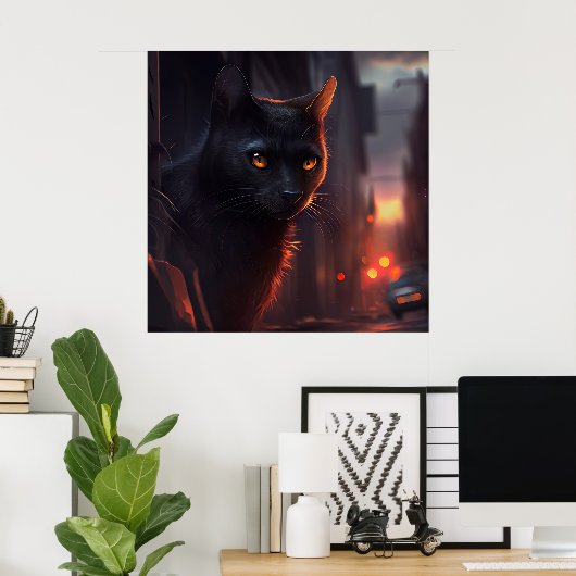 Poster Black Cat (Thuiskantoor)