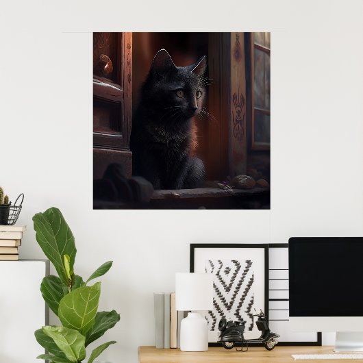 Poster Black Cat (Thuiskantoor)