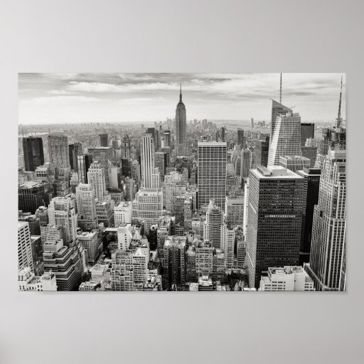 Poster Black & White New York Manhattan Skyline (Voorkant)
