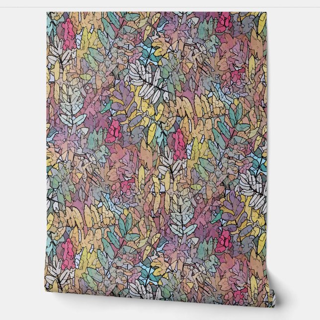 Poster bladeren wallpaper behang (Afrollen)