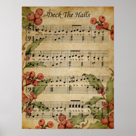 Poster-Bladmuziek Art-Deck the Halls Poster