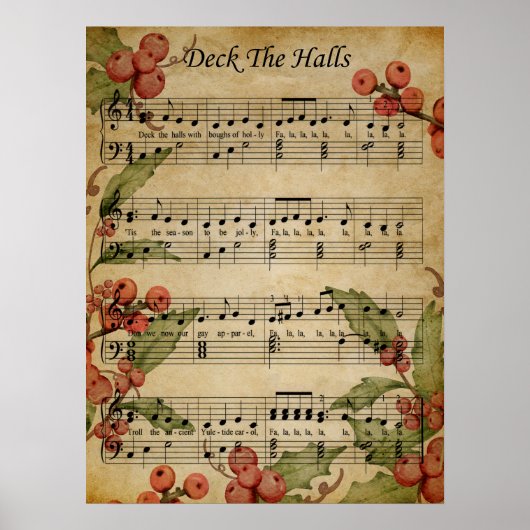 Poster-Bladmuziek Art-Deck the Halls Poster (Voorkant)