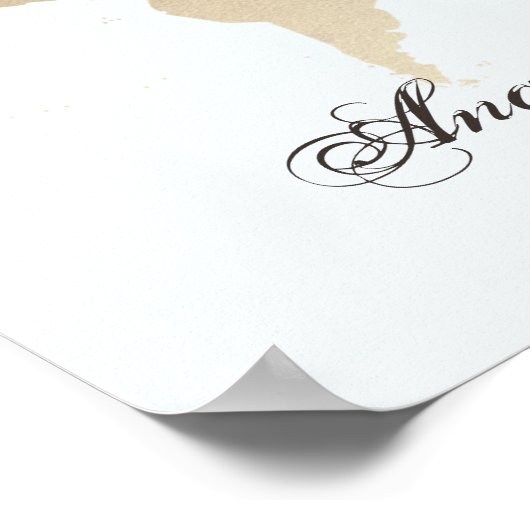 Poster Blauw en Tan Wereldkaart gasthandtekeningen (Hoek)