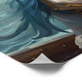 Poster - Blauw Nautische Pirate Pin-Up Meisje AI A (Hoek)