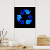 Poster blauw recyclingsymbool (Keuken)