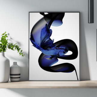 Poster blauwe betta