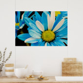 Poster blauwe bloemen (Keuken)