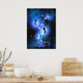 Poster Blauwe Butterflies (Keuken)