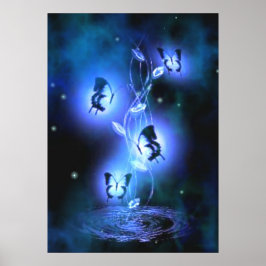 Poster Blauwe Butterflies