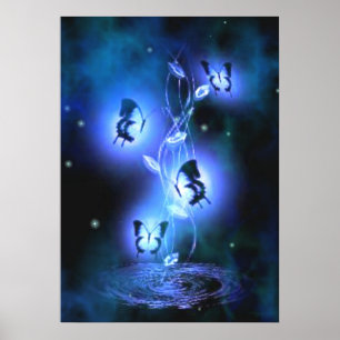 Poster Blauwe Butterflies