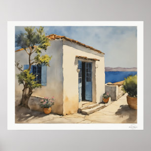 Poster Blauwe Deur Zeehuis