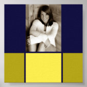 Poster blauwe en gouden Afstuderen (Voorkant)