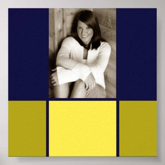 Poster blauwe en gouden Afstuderen (Voorkant)