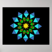 Poster - Blauwe en Groene Mandala (Voorkant)