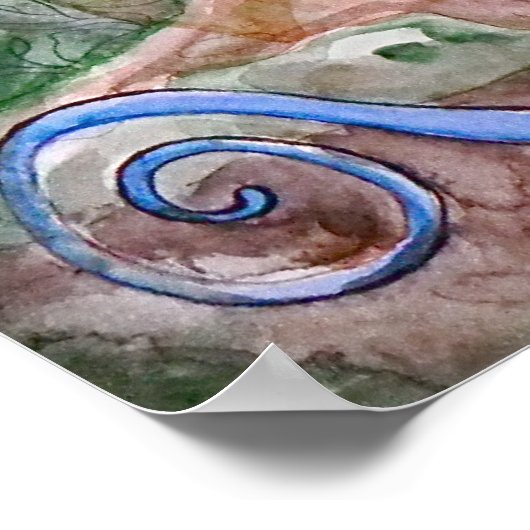 Poster blauwe gelijnde huid (Hoek)