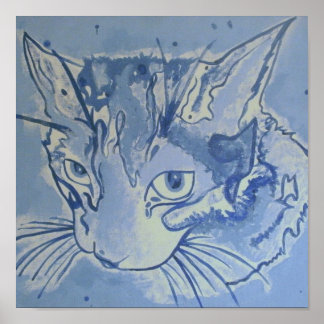 Poster blauwe kat