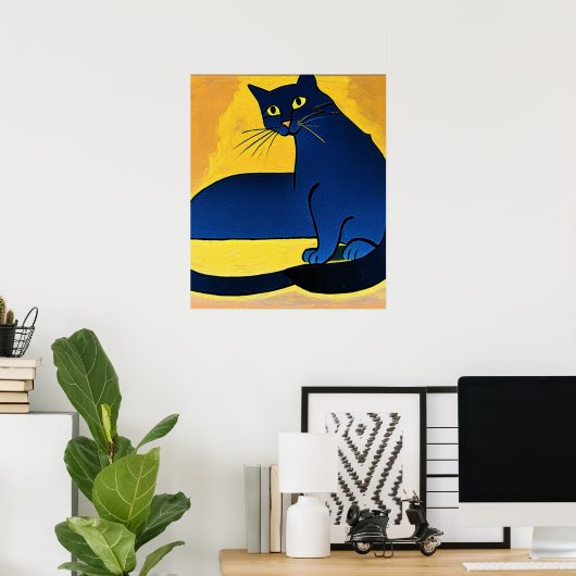 Poster blauwe kat (Thuiskantoor)
