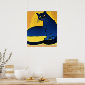 Poster blauwe kat (Keuken)