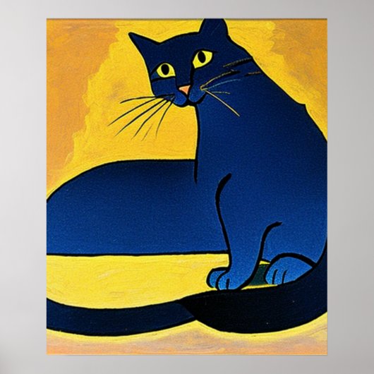 Poster blauwe kat (Voorkant)