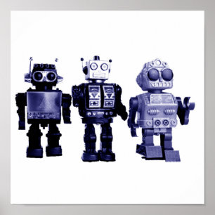 poster blauwe robots