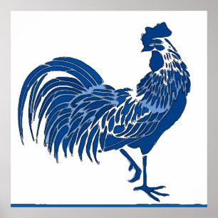 Poster Blauwe Rooster