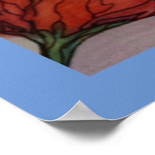 poster blauwe vogel en papaver (Hoek)