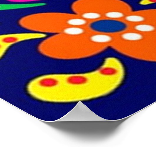 Poster bloemen en vogels Folk Art (Hoek)