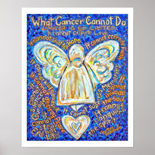 Poster Blue and Gold Cancer Angel (White Edge)