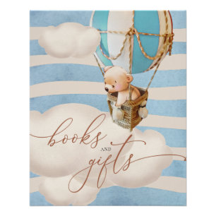 Poster Blue Bear Ballon Baby Boeken en Cadeaus