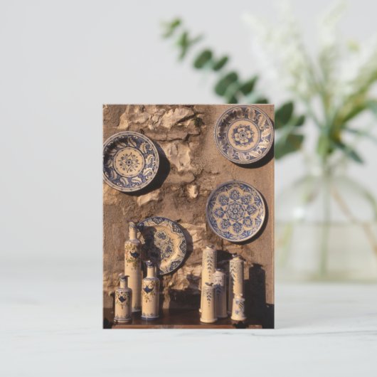 Poster Blue en Cream Pottery Umbria Briefkaart (Staand voorkant)