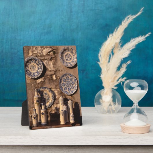 Poster Blue en Cream Pottery Umbria Fotoplaat (Zijkant)