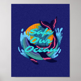 Poster Blue Minimalist beschermt onze oceaan
