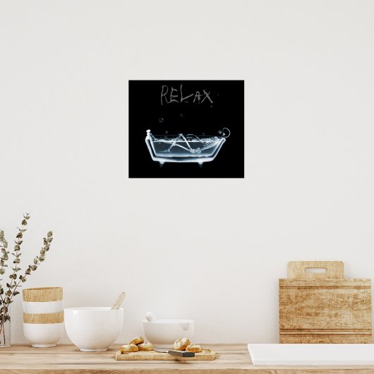 Poster - Blue Relax X-Ray Skeleton Bath Time (Keuken)