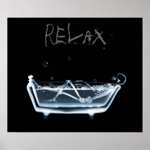 Poster - Blue Relax X-Ray Skeleton Bath Time