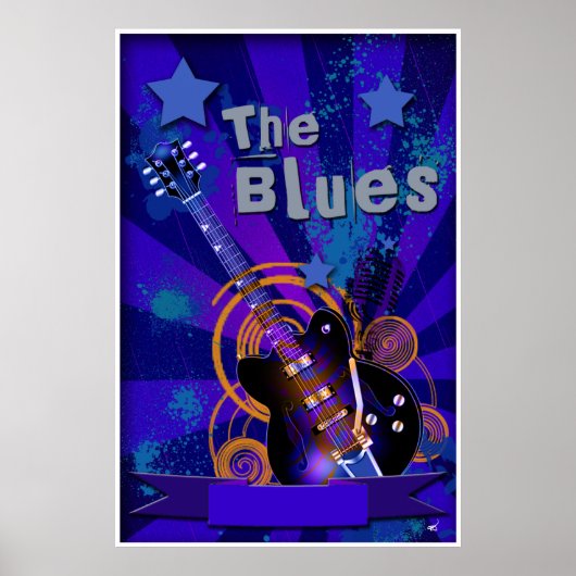 Poster Blues Guitar Starburt (Voorkant)