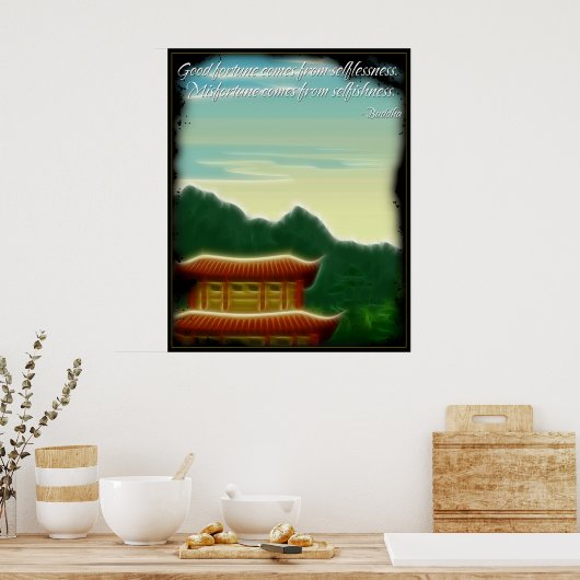 Poster Boeddha Fortune Quote (Keuken)