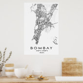 Poster Bombay/Mumbai-kaart | Maharashtra | India (Keuken)