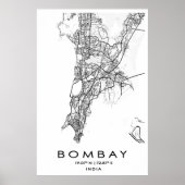 Poster Bombay/Mumbai-kaart | Maharashtra | India (Voorkant)