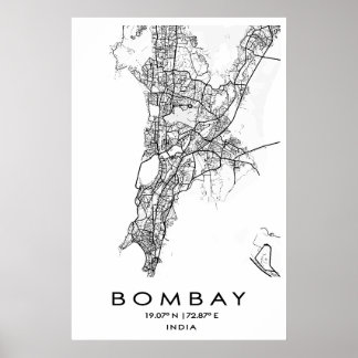 Poster Bombay/Mumbai-kaart | Maharashtra | India