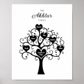 Poster Boom zwart-wit-hartenfamilie (Voorkant)