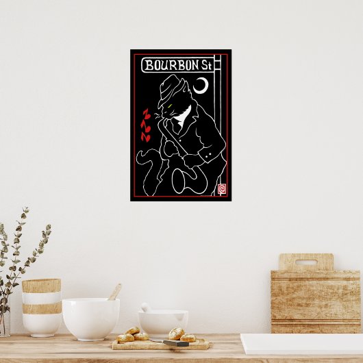 poster "Bourbon St. Cat" (Keuken)