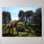 Poster ~ Brachiosaurus Aangevallen door velocirapt (Voorkant)
