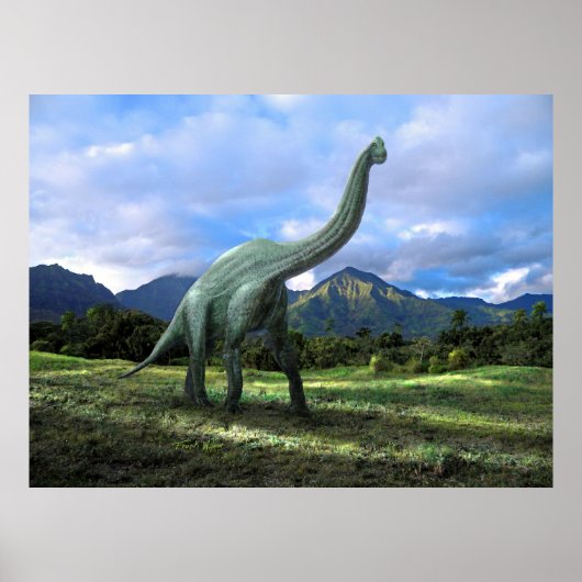 Poster ~ Brachiosaurus dinosaur in beemdje (Voorkant)