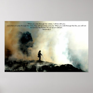 Poster brandweerman - Isaiah 43:2