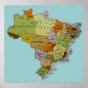 Poster Braziliaanse kaart
