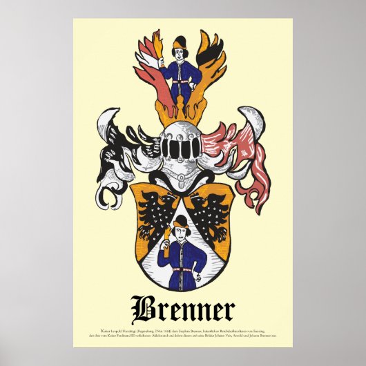 Poster Brenner Family Crest 24x36 (Voorkant)
